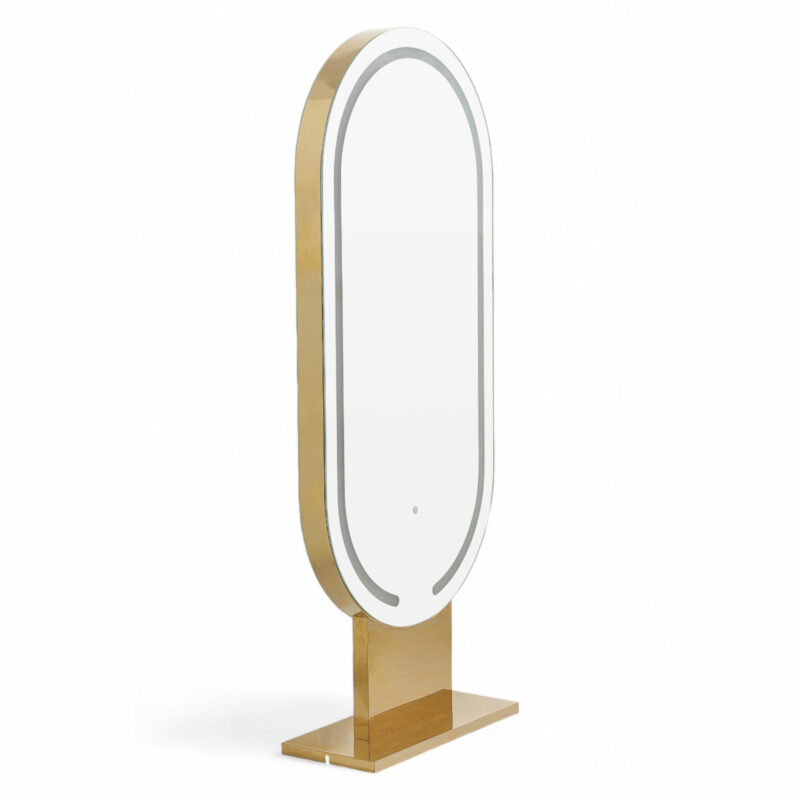 Postazione Specchio LED Bifacciale Oval Gold